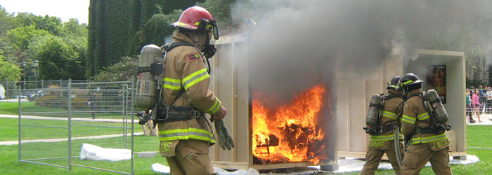 Fire men putting out a fire